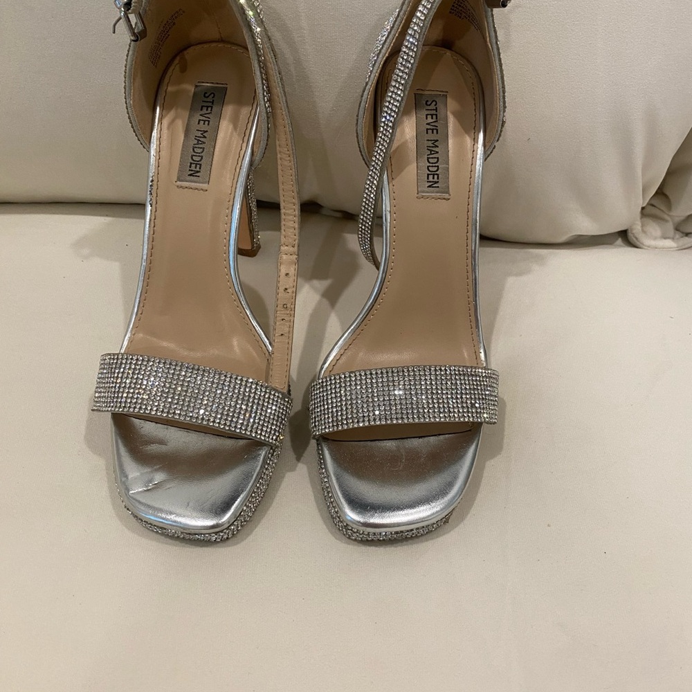 Steve Madden Silver Rhinestone Heels